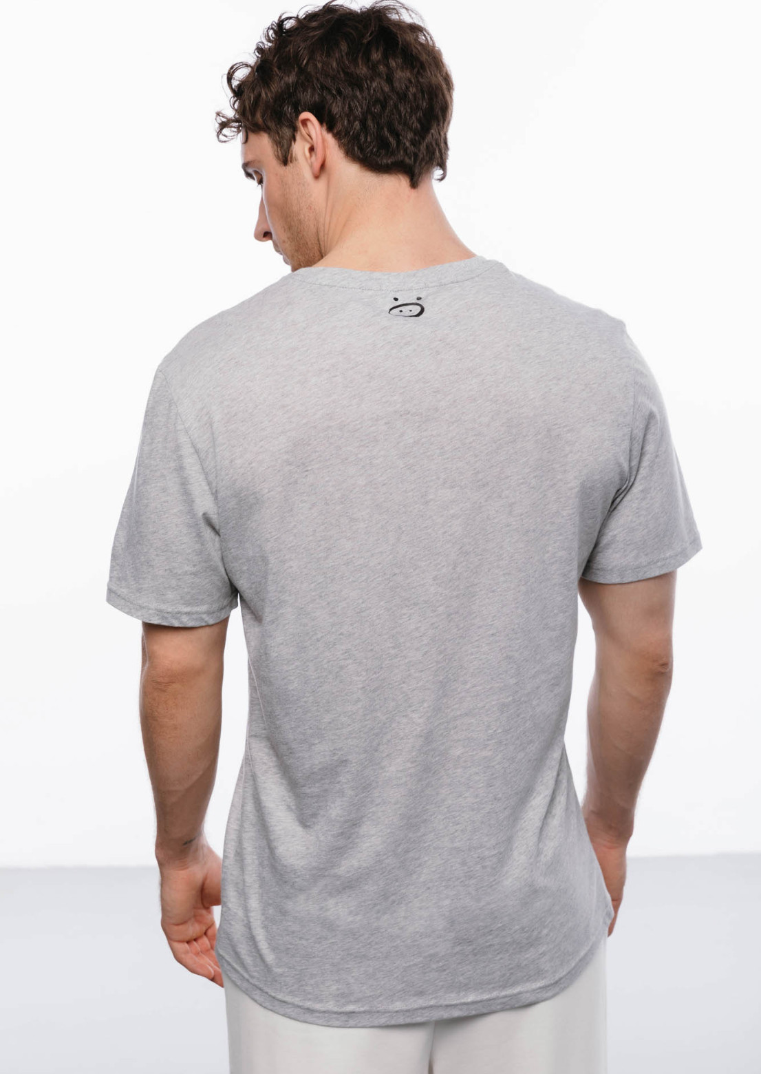 Men's grey melange jersey basic T-shirt